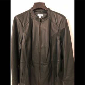 Hunter green real leather coat like new